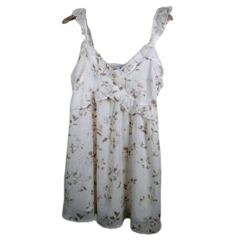 NWT‎ Women's Creme Floral Ruffle Mini Dress Size Large Cottagecore Boho Party